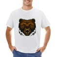 thumbnail image 1 of Bear Brown Men’s T-Shirt 100% Cotton Casual Short Sleeve Tops Gift Tee White L, 1 of 2