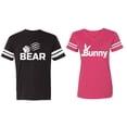 thumbnail image 1 of Bear Bunny Matching Couple Cotton Jerseys (Men Black / Women Pink) (Men XL / Women XXL), 1 of 3
