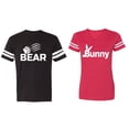 thumbnail image 1 of Bear Bunny Matching Couple Cotton Jerseys (Men Black / Women Red) (Men XXL / Women M), 1 of 3