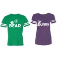 thumbnail image 1 of Bear Bunny Matching Couple Cotton Jerseys (Men Green / Women Purple) (Men L / Women M), 1 of 3