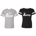 thumbnail image 1 of Bear Bunny Matching Couple Cotton Jerseys (Men Heather / Women Black) (Men XXL / Women XXL), 1 of 3