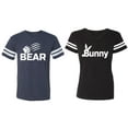thumbnail image 1 of Bear Bunny Matching Couple Cotton Jerseys (Men Navy / Women Black) (Men XXL / Women S), 1 of 3