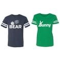 thumbnail image 1 of Bear Bunny Matching Couple Cotton Jerseys (Men Navy / Women Green) (Men XXL / Women L), 1 of 3