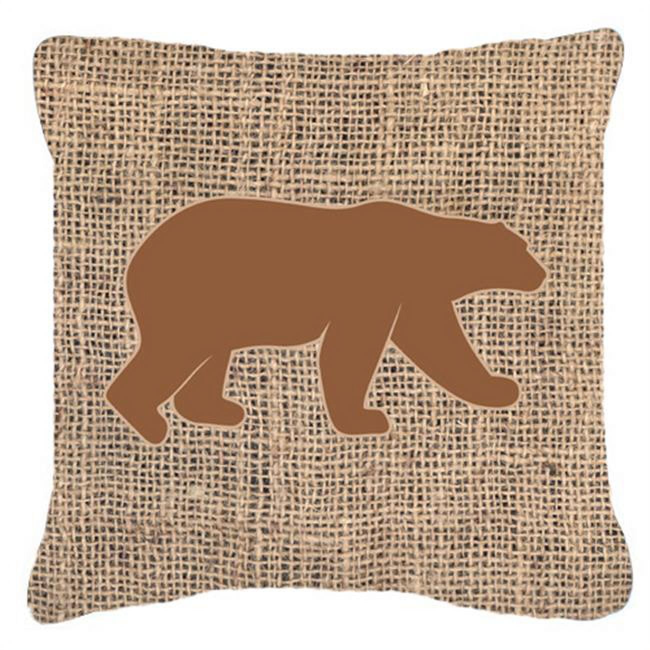 Bear Burlap and Brown Indoor & Outdoor Fabric Decorative Pillow