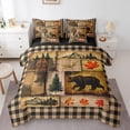 thumbnail image 1 of Bear Cabin Lodge Twin Bed in a Bag 7 Pcs,Christmas Farmhouse Comforter Set,Western Bedding,Rustic Woodland Animals Wildlife Hunting Theme Flat Fitted Sheet,Beige, 1 of 5