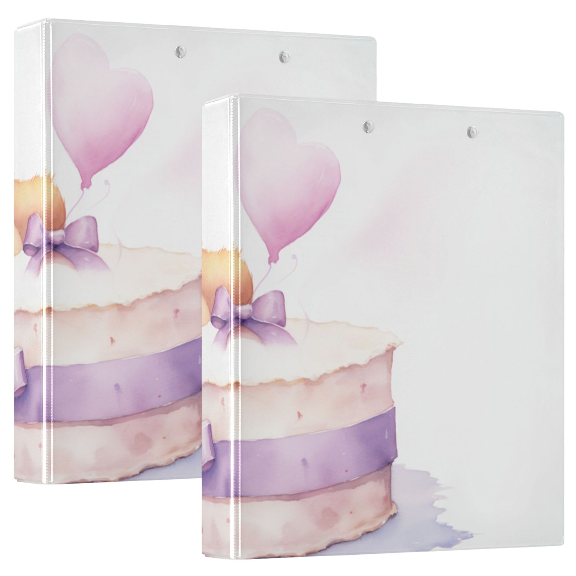 Bear Cake Balloon Bow 3 Ring Binders 1.5 inch Hardcover File Folders with Interior Pockets A4 Size Organizer for School Office Hospital