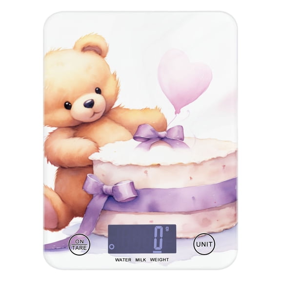 Bear Cake Balloon Bow Food Scale Digital Kitchen Scale Waterproof Tempered Glass Tare Function 11 lb for Baking Cooking Meal Prep