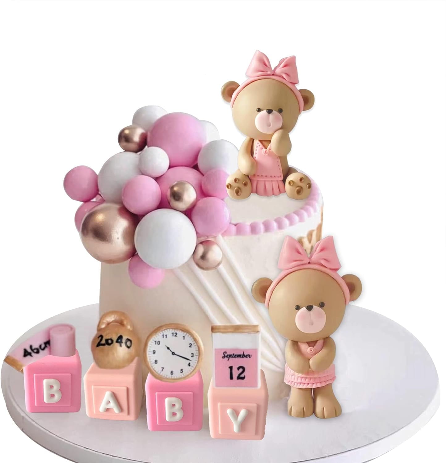 Bear Cake Toppers Balls Cake Decorations with BABY Letters for Baby ...