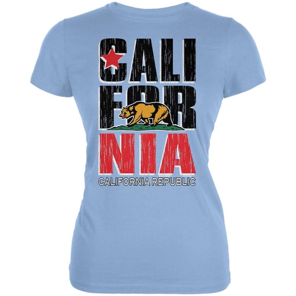 Bear California Republic Juniors Soft T Shirt Baby Blue LG