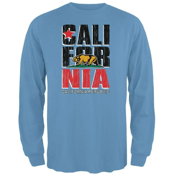 Bear California Republic Mens Long Sleeve T Shirt Carolina Blue X-LG
