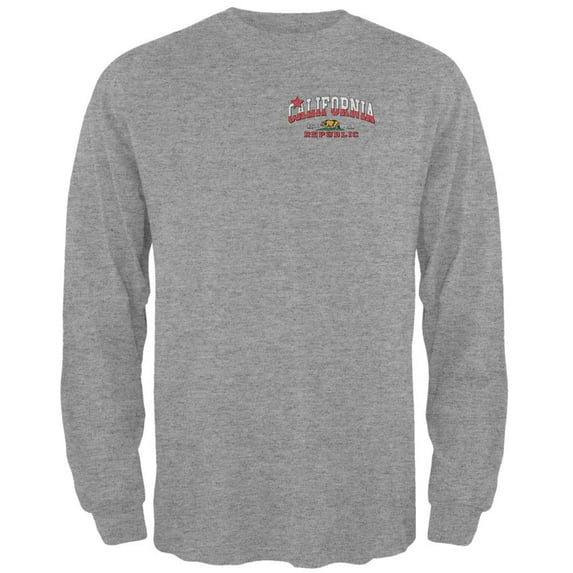 Bear California Republic Mens Long Sleeve T Shirt Light Heather Grey LG