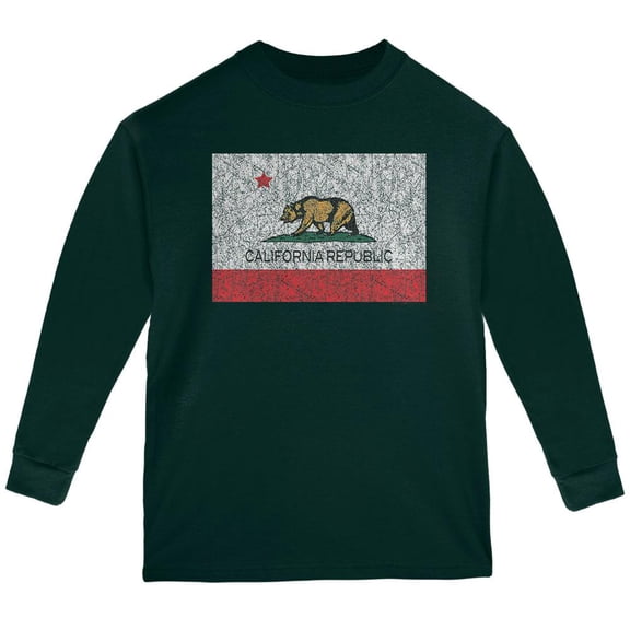 Bear California Republic Youth Long Sleeve T Shirt Forest Green YSM