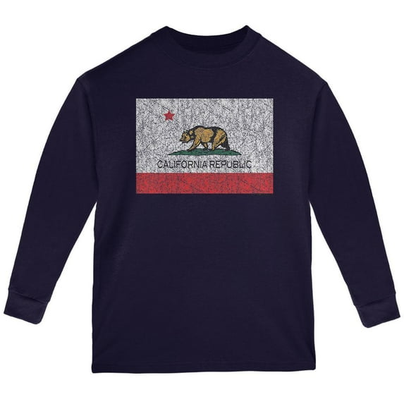 Bear California Republic Youth Long Sleeve T Shirt Navy YXL