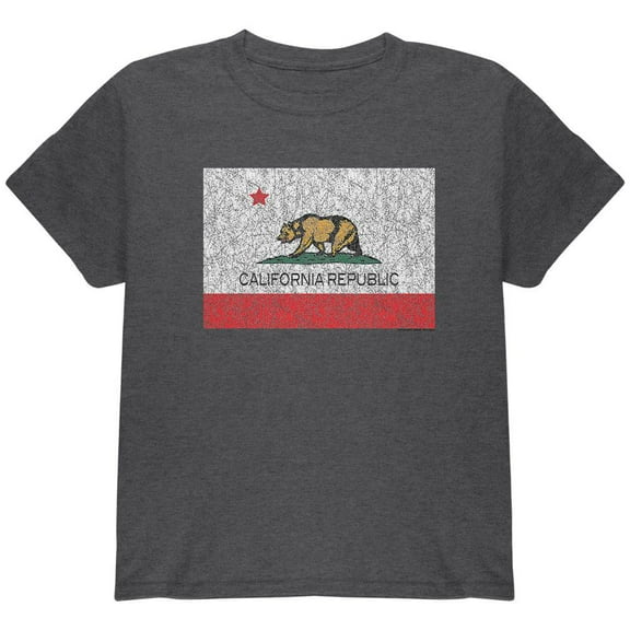 Bear California Republic Youth T Shirt Dark Heather YMD