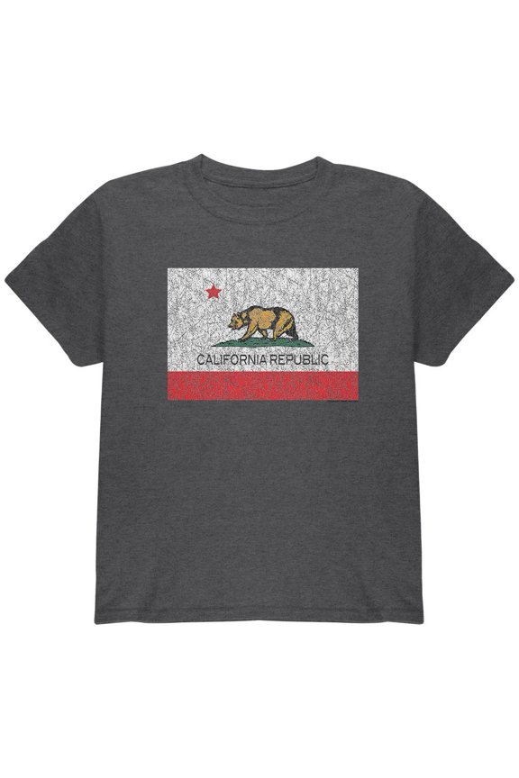 Bear California Republic Youth T Shirt Dark Heather YMD