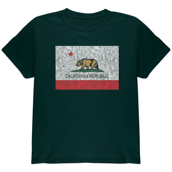Bear California Republic Youth T Shirt Forest Green YXL