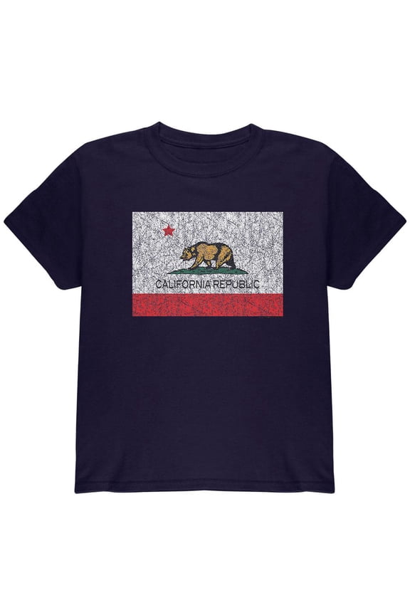 Bear California Republic Youth T Shirt Navy YXL