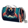 thumbnail image 1 of Bear Canvas Beach Blanket - Picnic Mat Outdoor Waterproof Sand Proof Large Portable Camping Rug Foldable with Corner Pockets and Stakes for Travel Hiking Grass Park Vacation 80" x 60", 1 of 6