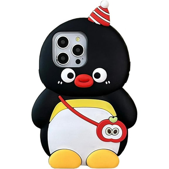 Bear Case for iPhone 12/12 Pro,Kawaii Phone Cases 3D Silicone Cartoon Penguin Fun Cute Case Soft Rubber Shockproof Protective Case Women Girls for iPhone 12/12 Pro