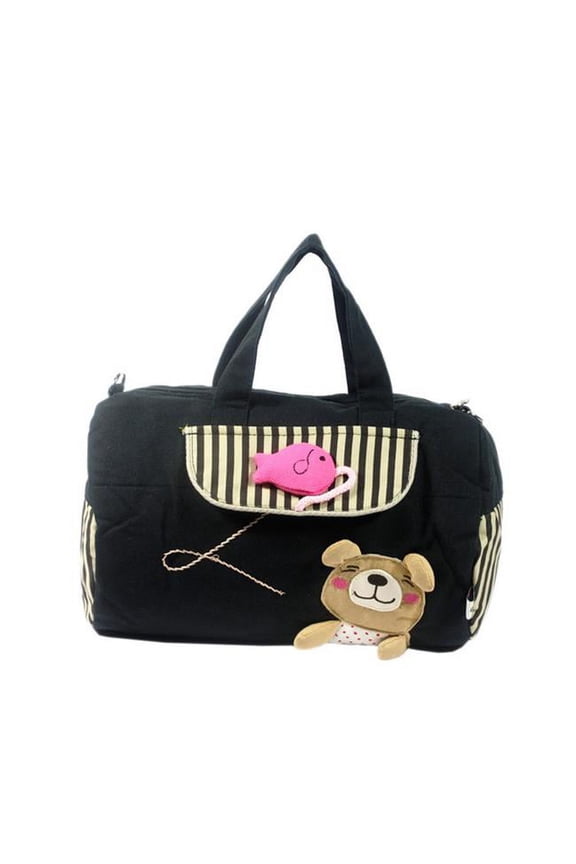 Bear Catch the Fish Canvas Shoulder Bag / Swingpack / Travel Bag