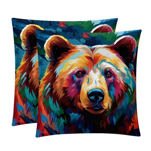 Bear Chair Pillow Covers Set with Velvet Material, Unique Patterns, 16x16, 18x18, 20x20 Inches, 2 Items Included for Throw Pillows, Pillow Inserts