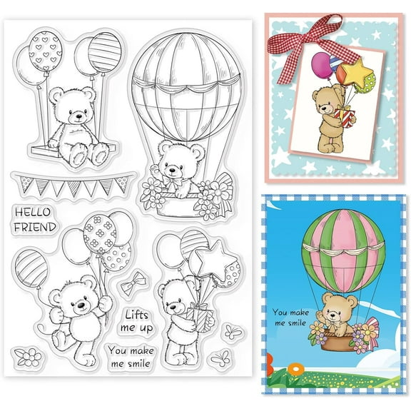 Bear Clear Stamps Sentiment Words Rubber Stamps Rubber Stamps Silicone Transparent Seal Stamps for Card Making Scrapbooking Mixed Color