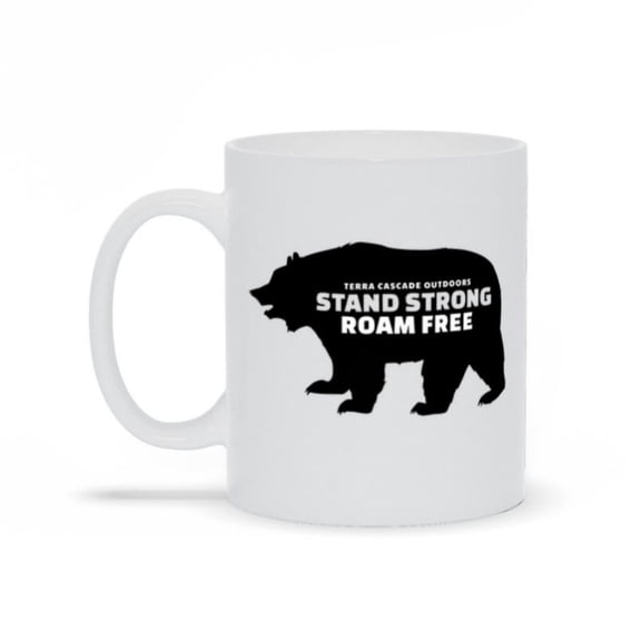 Bear Coffee Mug Motivational Ceramic Mug - Stand Strong Roam Free.
