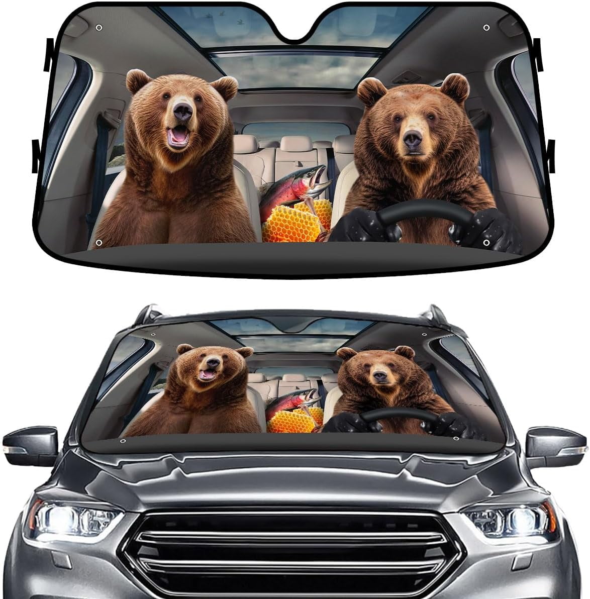 BDK Never Stop Exploring Front Windshield Sunshade Accordion