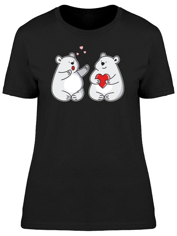 Bear Couple Holding Heart T-Shirt Women -Image by Shutterstock, Female Medium