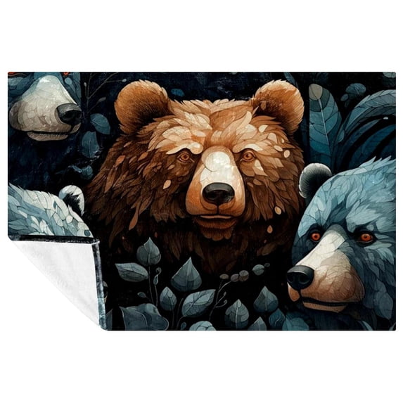 Bear Cozy Microfiber Throw Blanket - Soft, Warm, Printed, Lightweight - for Sofa, Bed, Couch, Office, Camping - Fluffy Blanket for All Seasons
