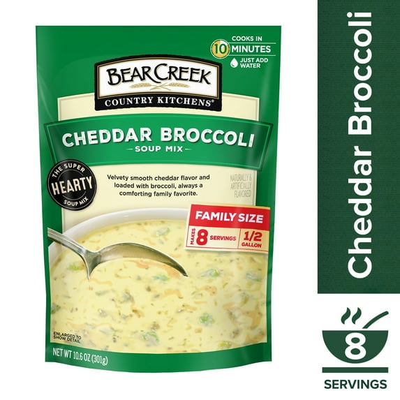 Bear Creek Country Kitchens Cheddar Broccoli Soup Mix, Shelf-Stable, 10.6 oz Pouch