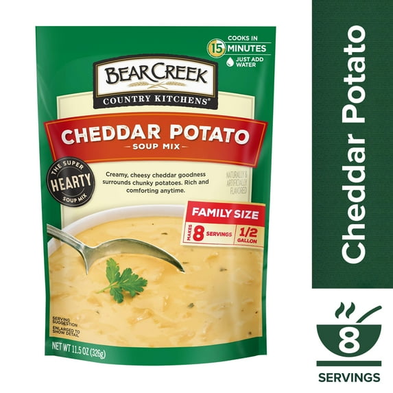 Bear Creek Country Kitchens Cheddar Potato Soup Mix, 8 Servings, Shelf-Stable, 11.5 oz Bag