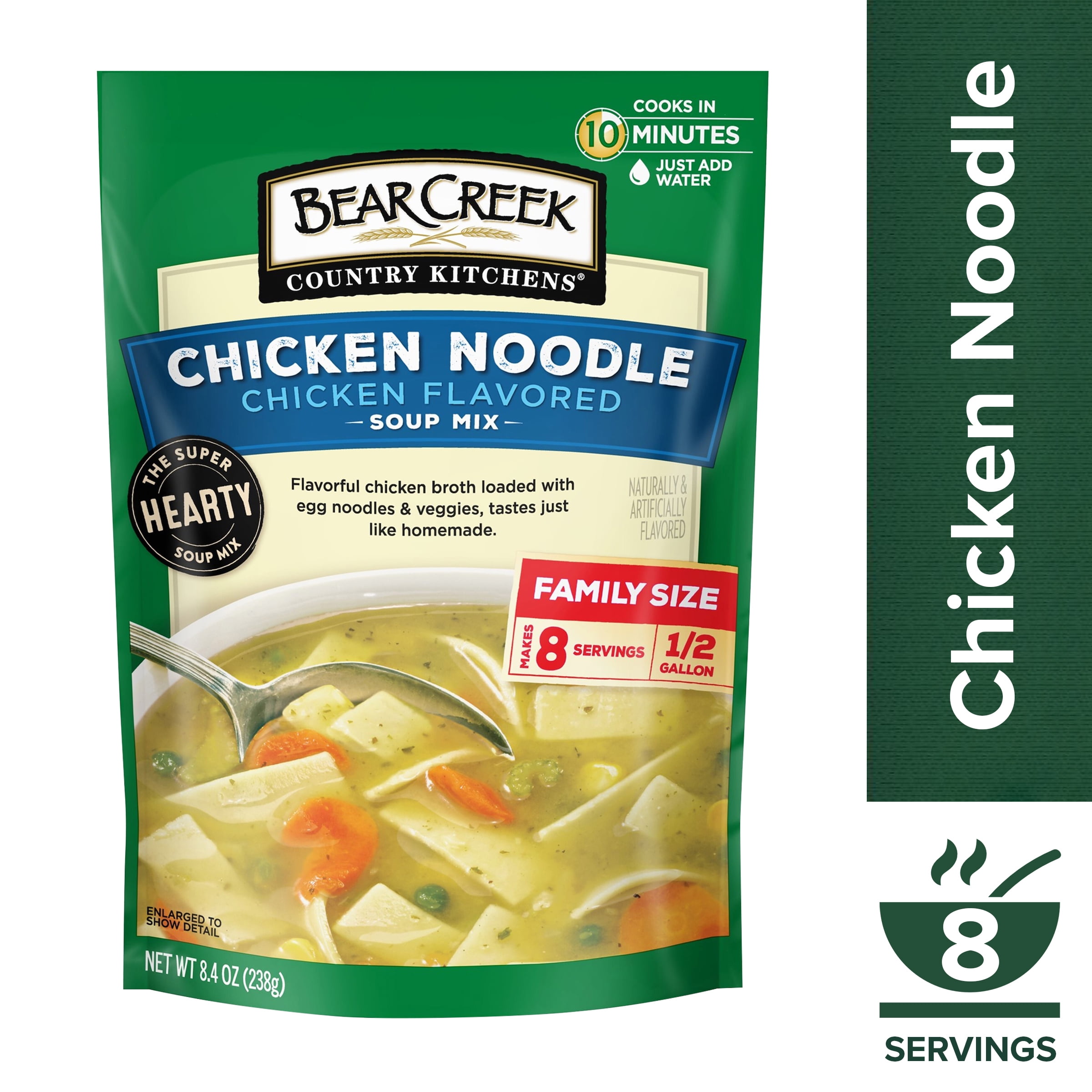 Bear Creek Country Kitchens Chicken Noodle Soup Mix, 8 Servings, Shelf Stable, 8.4 oz Pouch