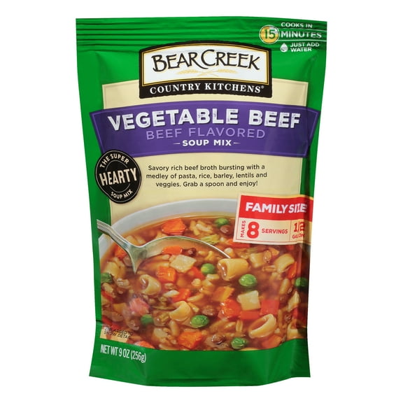 Bear Creek Country Kitchens Vegetable Beef Soup Mix, 8 Serving, 9 oz Pouch