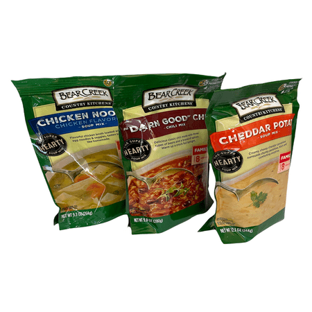 Bear Creek Dry Soup Mix Variety 3 Pack - Chicken Noodle, Darn Good Chili & Cheddar Potato