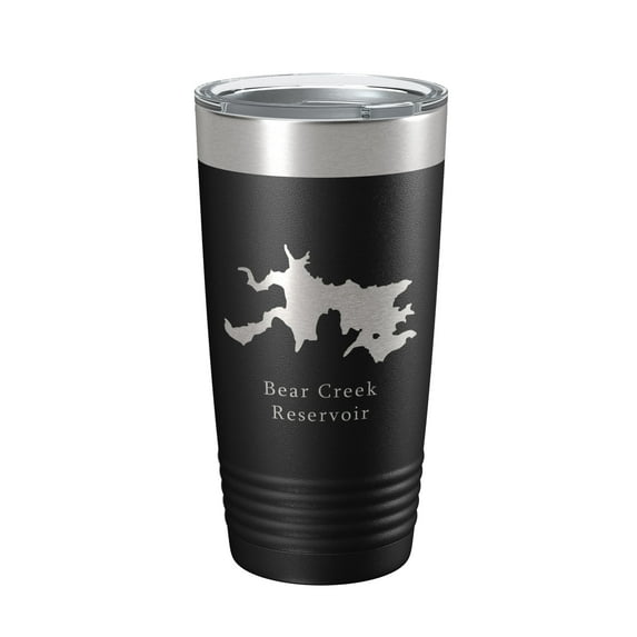 Bear Creek Reservoir Map Tumbler Travel Mug Insulated Laser Engraved Coffee Cup Lake Athens Jefferson Georgia 20 oz Black