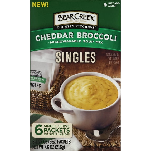 Bear Creek Country Kitchens Cheddar Broccoli Microwavable Soup Mix Singles 6-1.7 oz. Box
