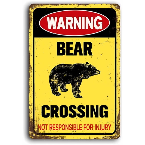 Bear Crossing Aluminum Sign 8"x12" - Wildlife Alert, Outdoor Road Safety Warning