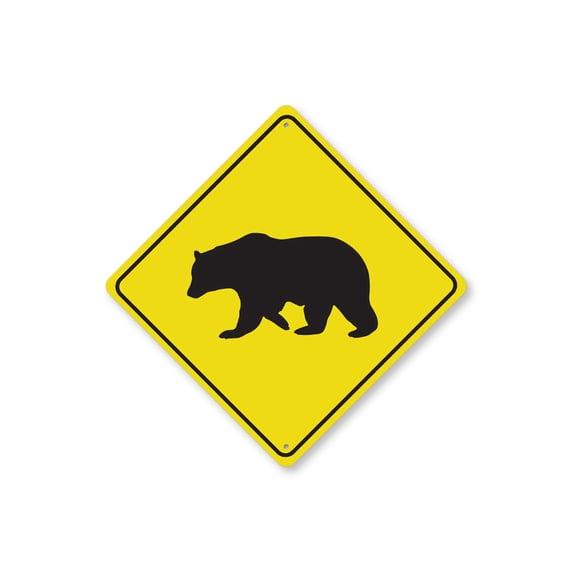 Bear Crossing Diamond Aluminum Metal Decor Sign - 12" x 12"