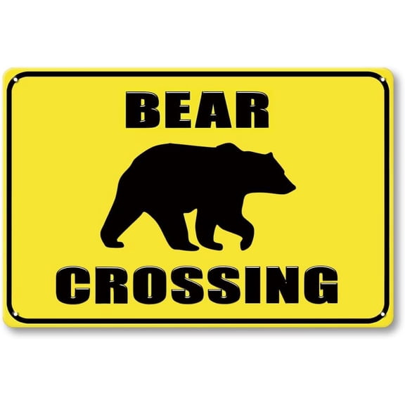 Bear Crossing Sign - 12 x 8 inch Metal Aluminum Bear Sign for Wall Decor, Outdoor, Canbin House, Famhouse, Home Decor Art, Cool Gifts