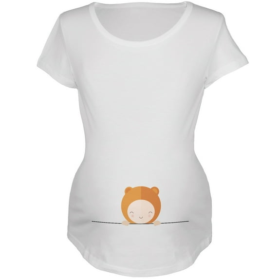 Bear Cub Baby White Maternity Soft T-Shirt - Small