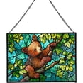 Bear Cub Climbing – Tree Light Stained Glass Suncatcher, Rectangular ...