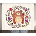 thumbnail image 1 of Ambesonne Bear Curtains 2 Panel Set, Mammal Floral Wreath, 108" x 90", Multicolor, 1 of 3