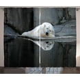 thumbnail image 1 of Ambesonne Bear Curtains 2 Panel Set, Sleeping Calm Zoo Animal, 108" x 90", Cream Grey Black, 1 of 3