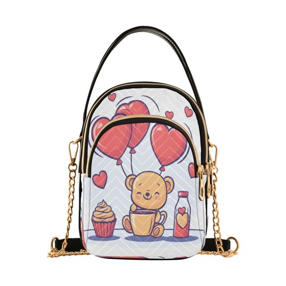 Bear Cute Design Women's Crossbody Handbags Leather Crossbody Bags Fanny Pack Chest Bag for Travel