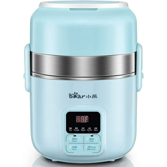 Bear DFH-B20J1 Smart Self Heated Lunch Box, Mini Hot Pot, Leakproof Plug-in Lunch Box with Keep Warm Function, Blue, 2L