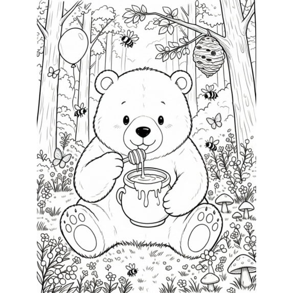 Bear DIY Coloring Flannel Blanket, Blank Outline Color Your Own Throw, Soft Cozy Polyester Blanket for Home Daily Use Kids Birthday Gift (50x59 Inch)