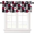 thumbnail image 1 of Bear Deer Buffalo Plaid Valance, Retro Rustic Buffalo Plaid Patchwork Deer Bear Paw Mountain Pine Tree Cottage Style Window Curtain Valance for Bedroom Kitchen Living Room, One Panel 54x18in, 1 of 6