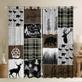 thumbnail image 1 of Bear Deer Curtains, Rustic Cabin Patchwork Blackout Curtains 42"Wx63"L 2 Panels, Buffalo Plaid Curtains & Drapes Farmhouse Cowboy Woodland Window Curtains Teens Adult Bedroom, Brown Gray, 1 of 5