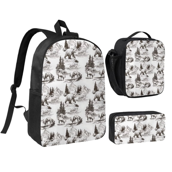 Bear Deer Hunting Backpack Set 3pc Backpack with Lunch Bag and Bag 17 Inch